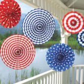 Patriotic red white blue party decorations