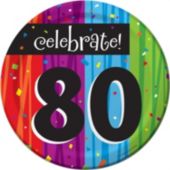 80 Birthday Stripes 7'' Plates 