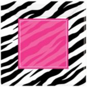 Zebra Pink Party 10'' Square Plates 
