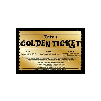 Personalised Golden Ticket Invitations 3